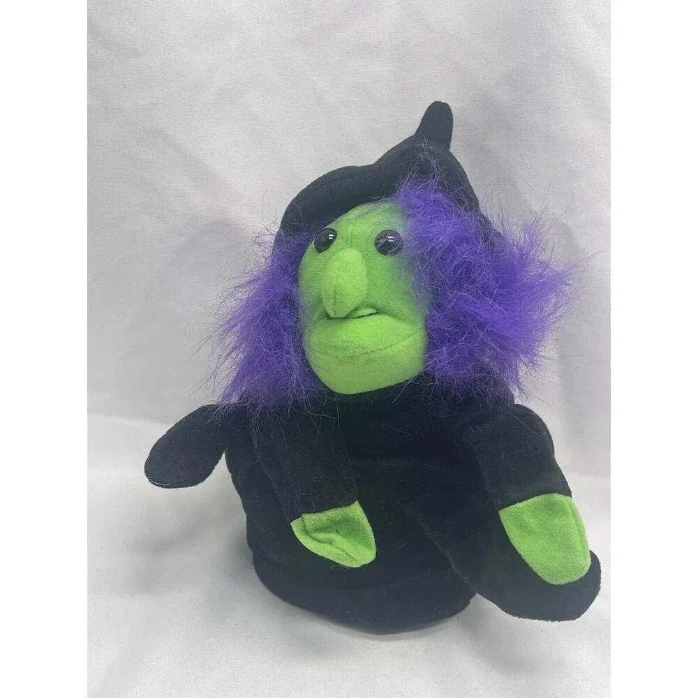 Vintage Halloween Hand Puppet Witch Plush Stuffed Animal Toy 8” RARE